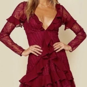 For Love & Lemons | Maroon Lace detail dress